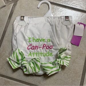 Size 2 Embroidered Diaper Cover Panty Bloomers W/Bows NWT